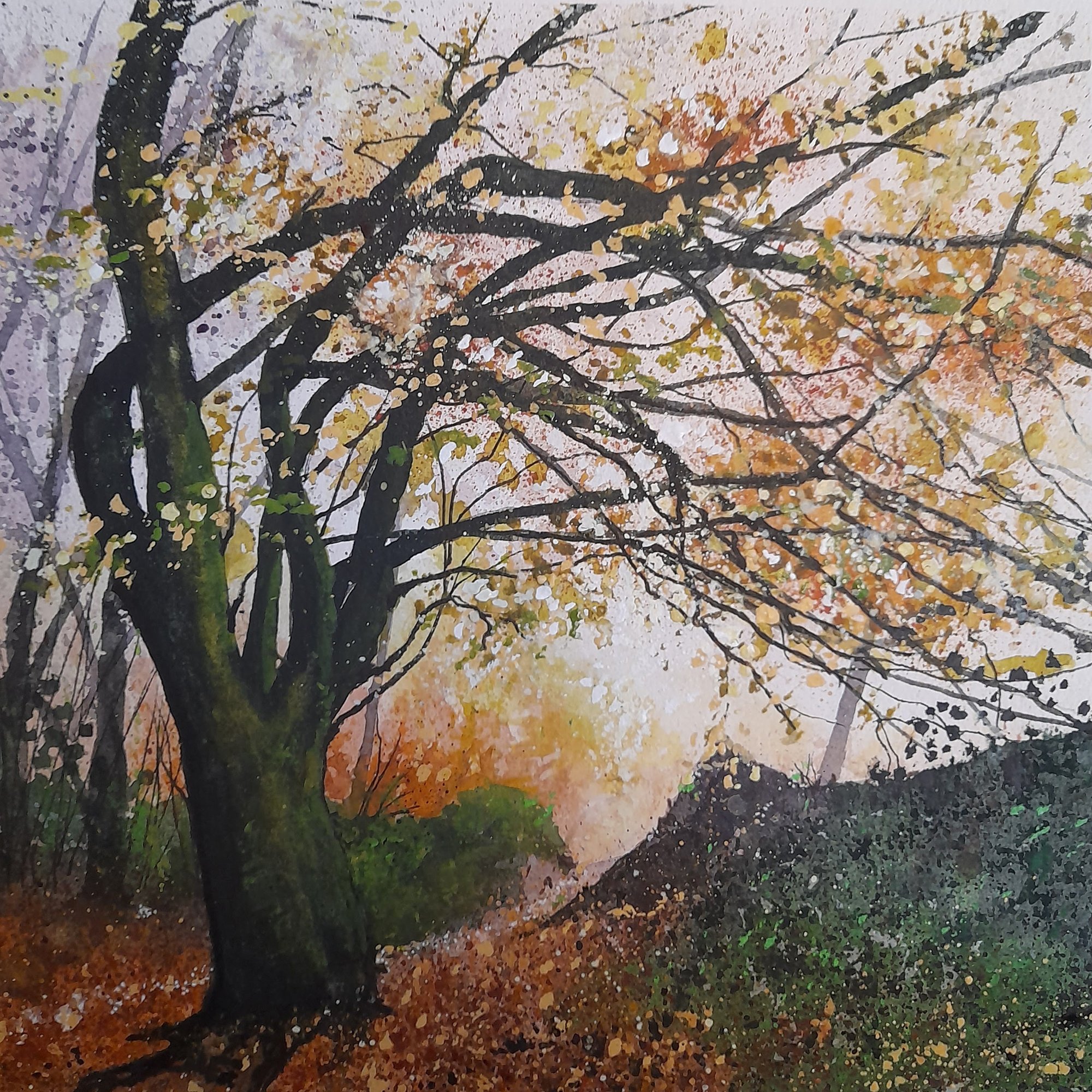 leaving the autumn wood Original Landscape Art