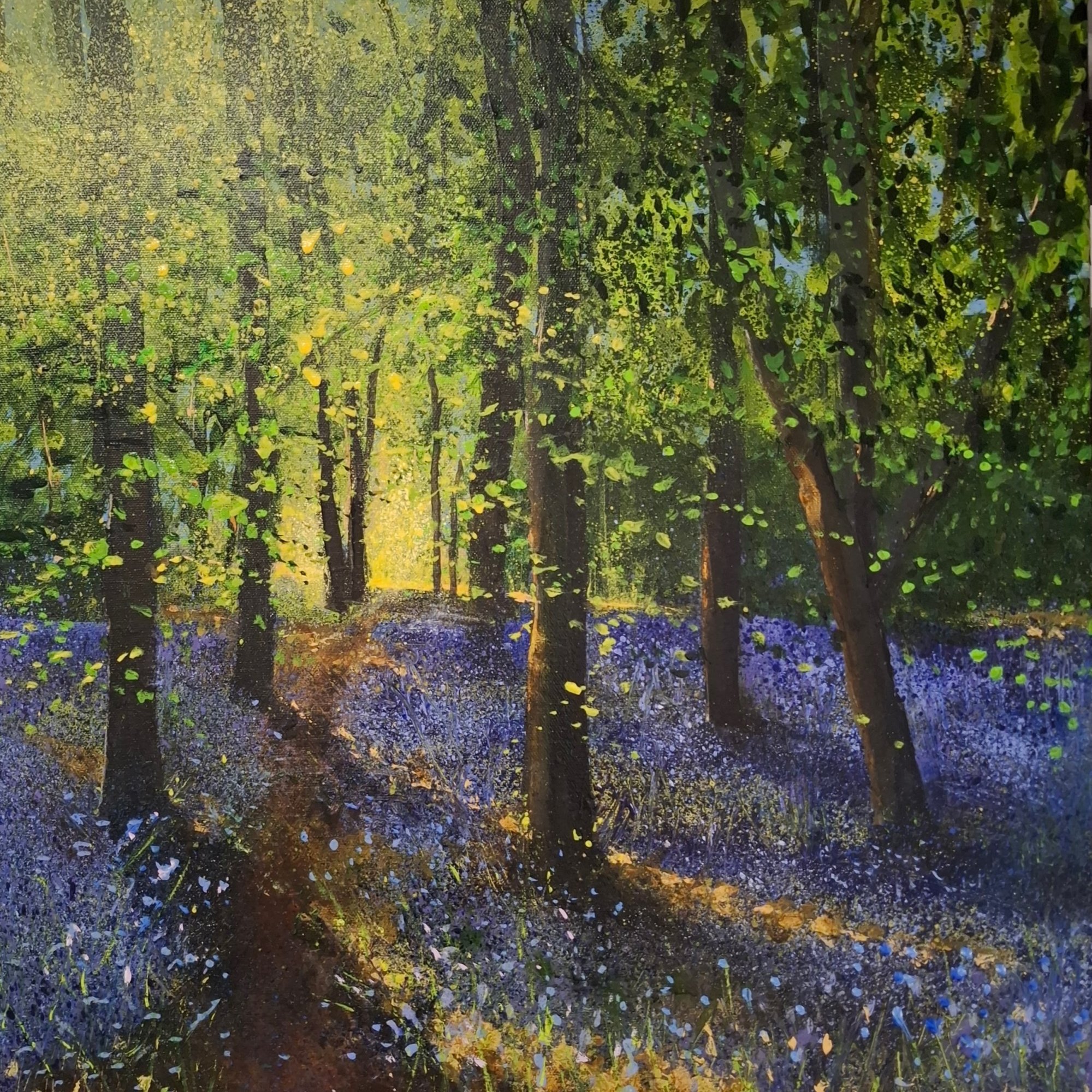 Deep blue silver wood Original Landscape Art