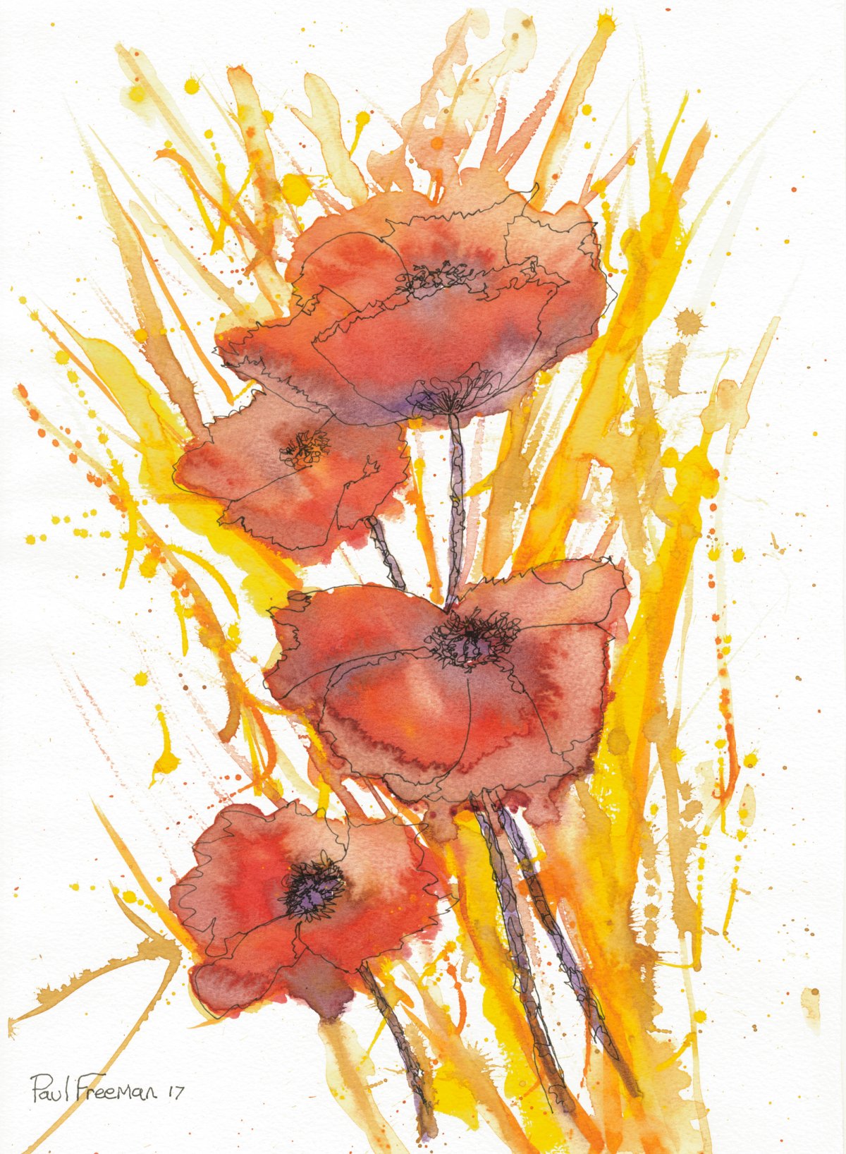 Poppy Absract Original Landscape Art