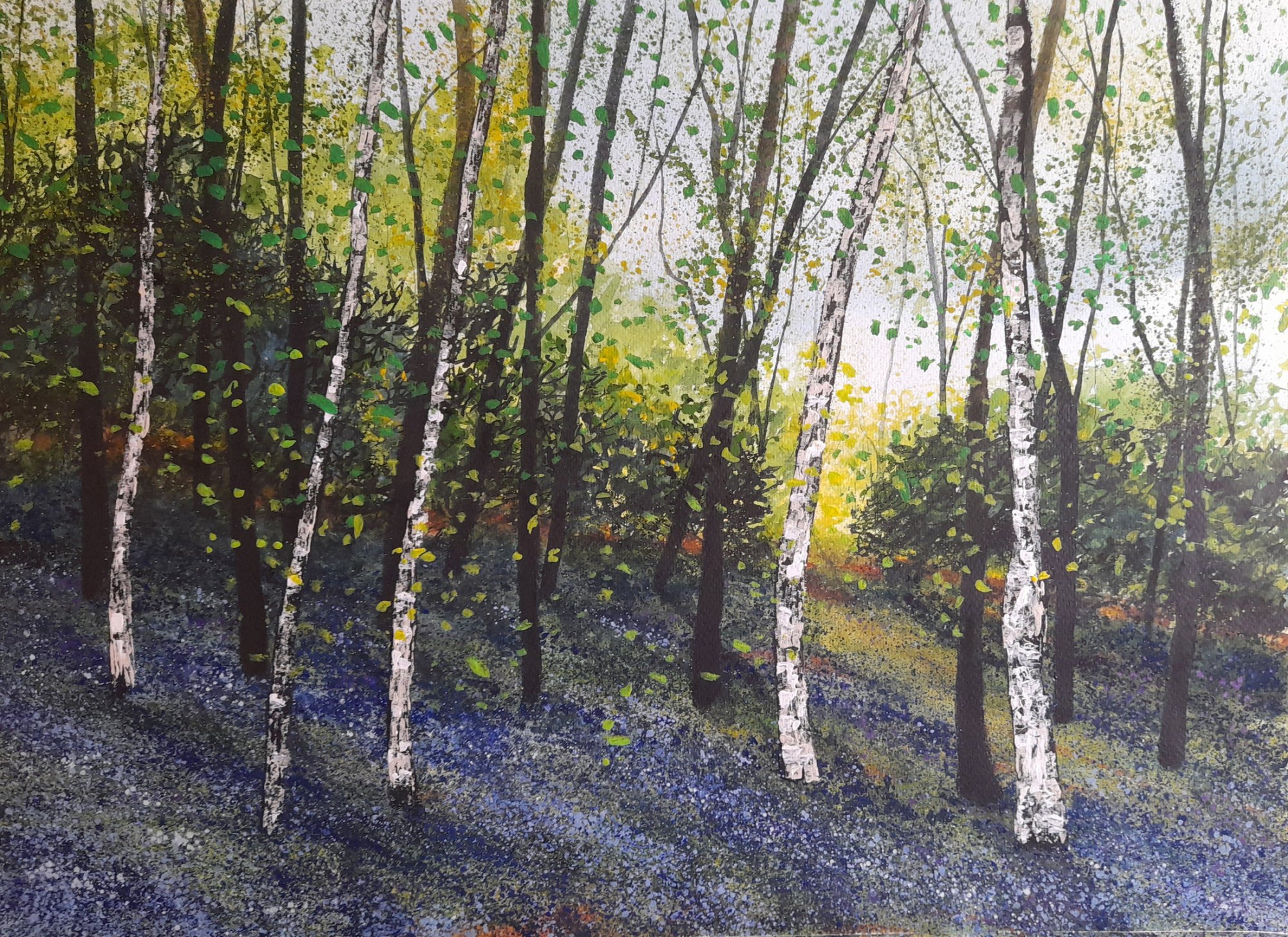 Bluebells in the glade Original Landscape Art