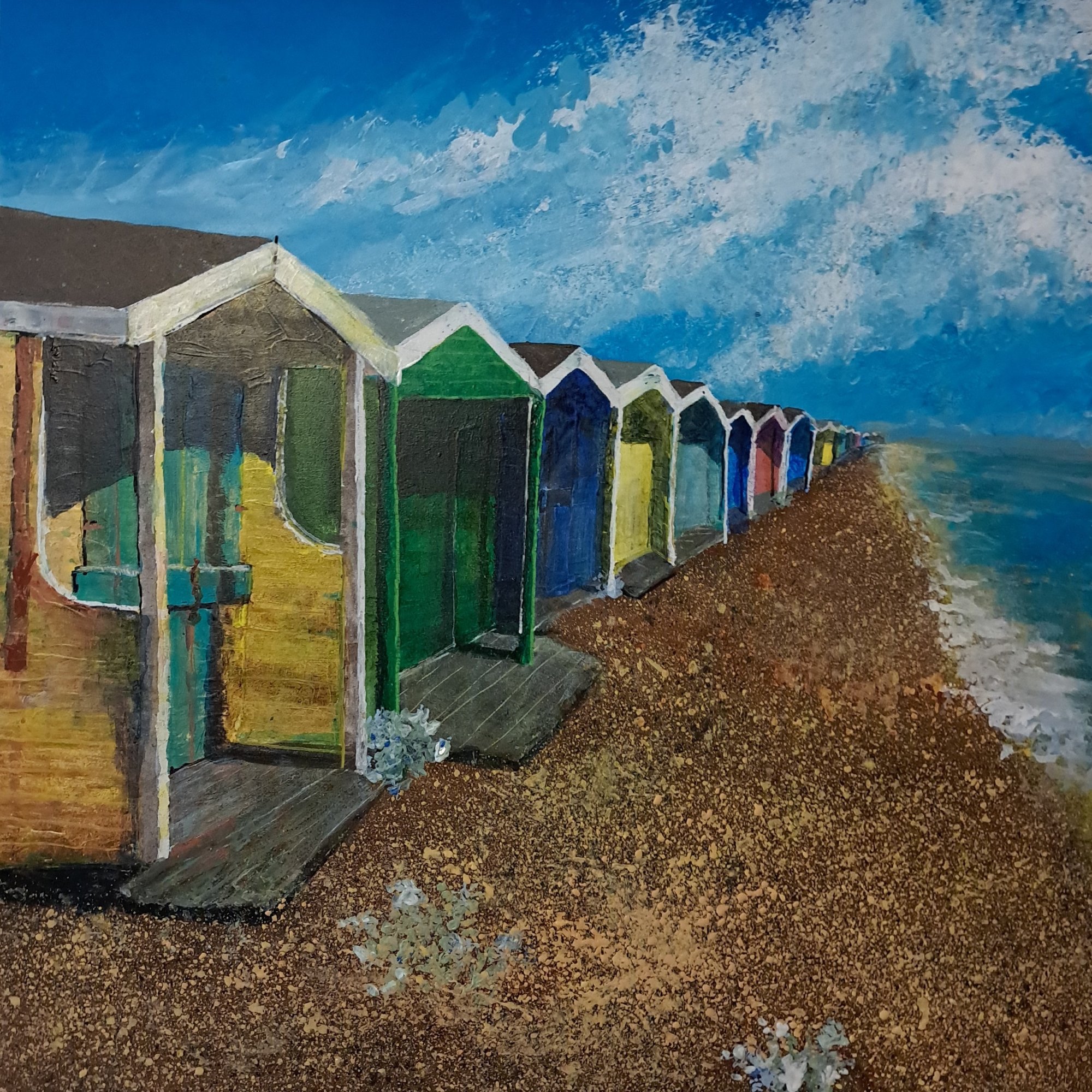 beach hut days                                            Original Landscape Art