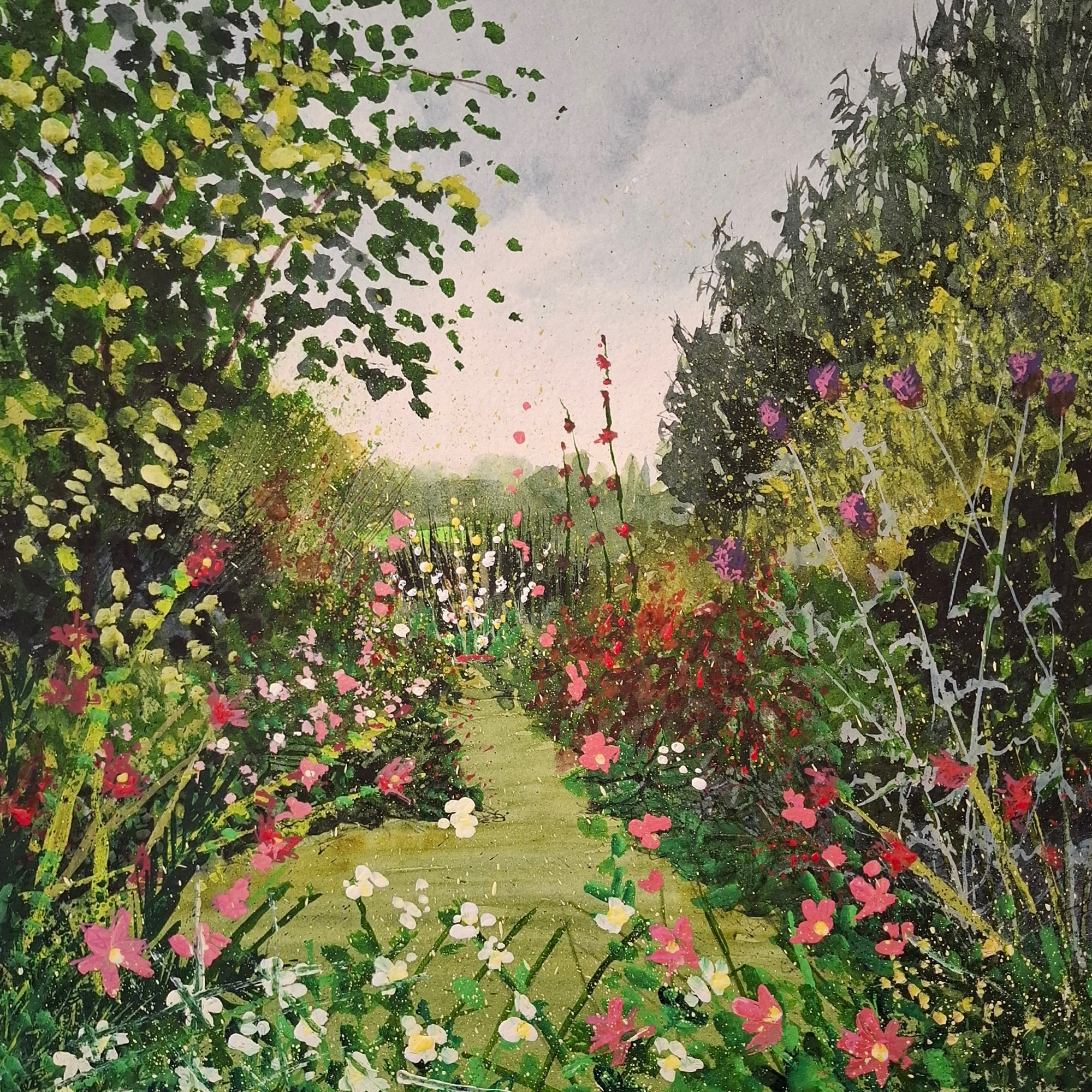 poplar farm garden Original Landscape Art
