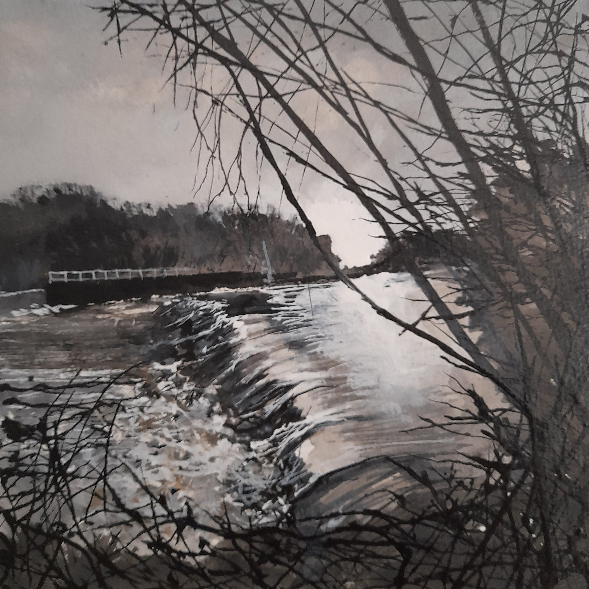 River Don ,Sprotbrough weir Original Landscape Art