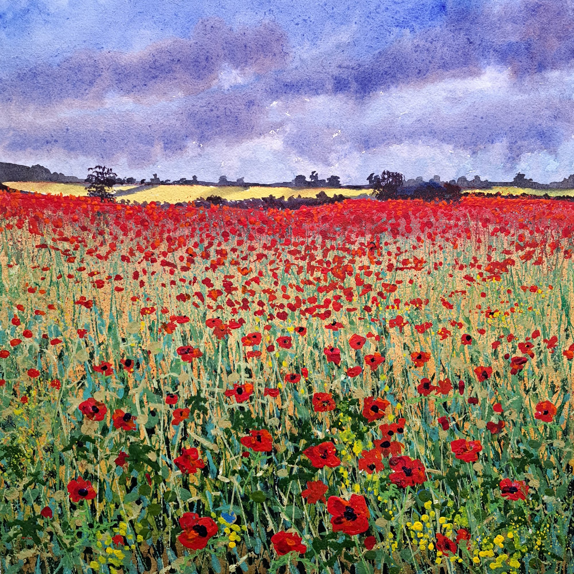 Poppy fields Original Landscape Art