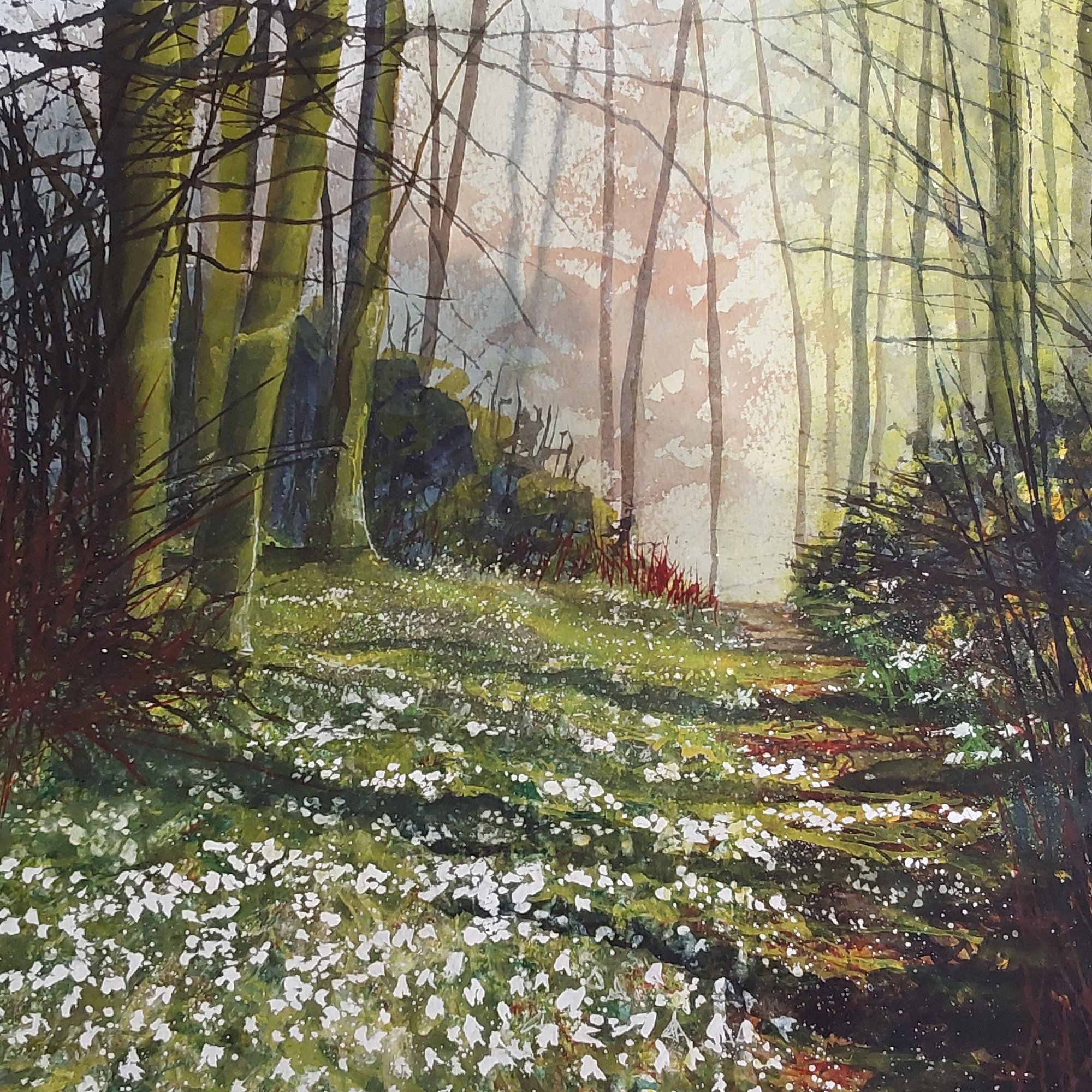 snowdrop welcome Original Landscape Art