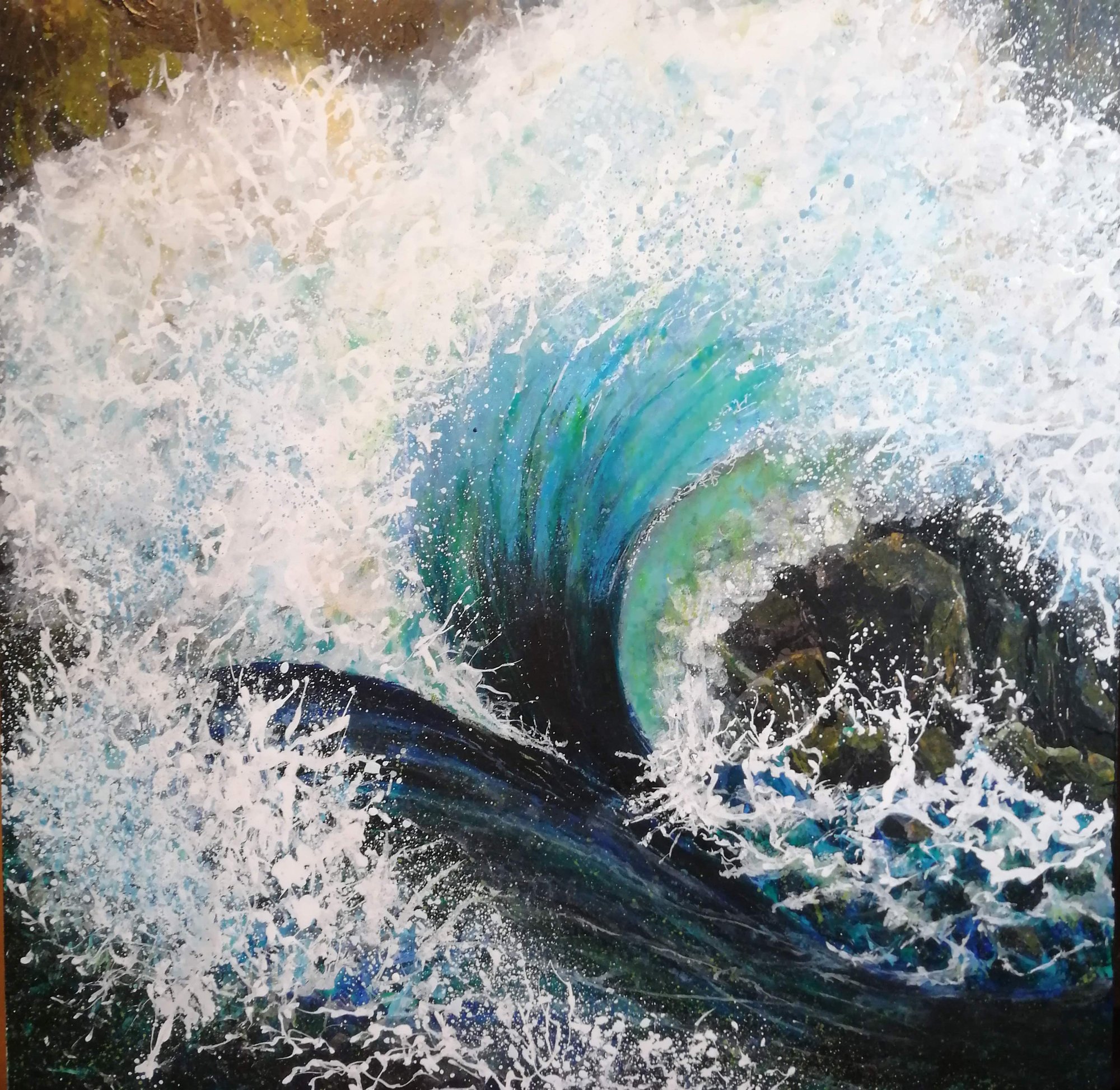 Wave against Rock Original Landscape Art