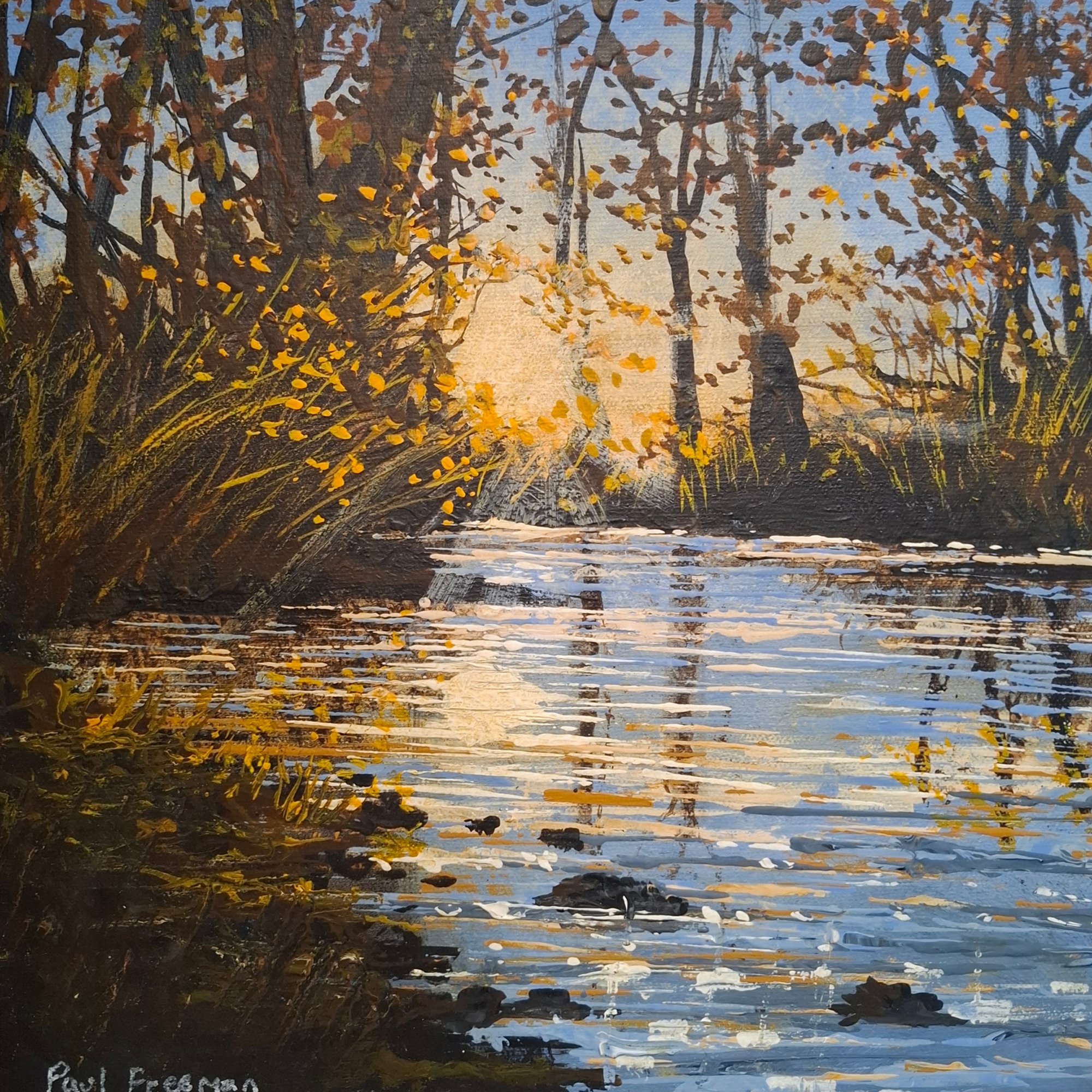 woodland water autumn Original Landscape Art